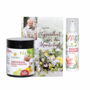 Sonnenmoor Wohlfühlpaket: Naturpflege und Kräuterwissen enthält 140 mg Universal Moor- und Kräutercreme mit Murmeltierfett + 100 ml Kräutermassagefluid + Buch "Gesundheit aus dem Kräutertopf"